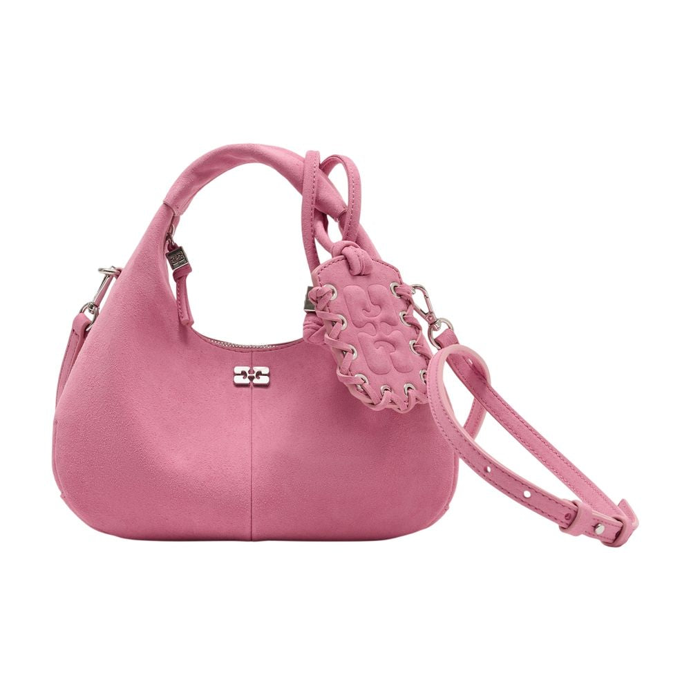 Ganni Quilted Hobo Shoulder Bag — Pink