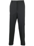 Valentino Side-Stripe Wide-Leg Tailored Trousers — Gray