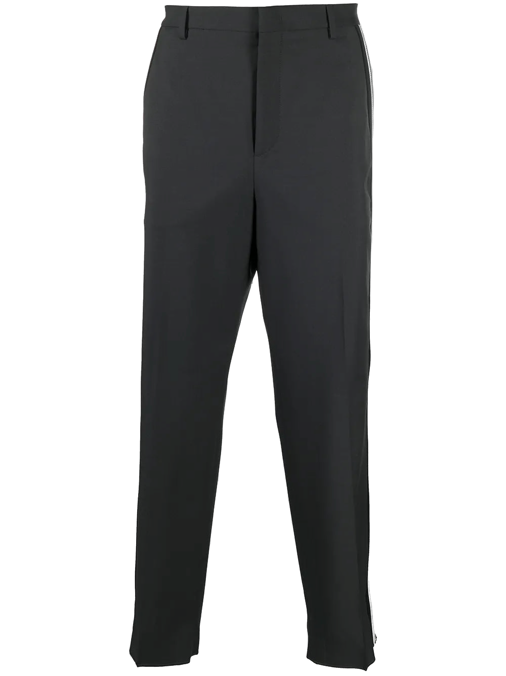 Valentino Side-Stripe Wide-Leg Tailored Trousers — Gray