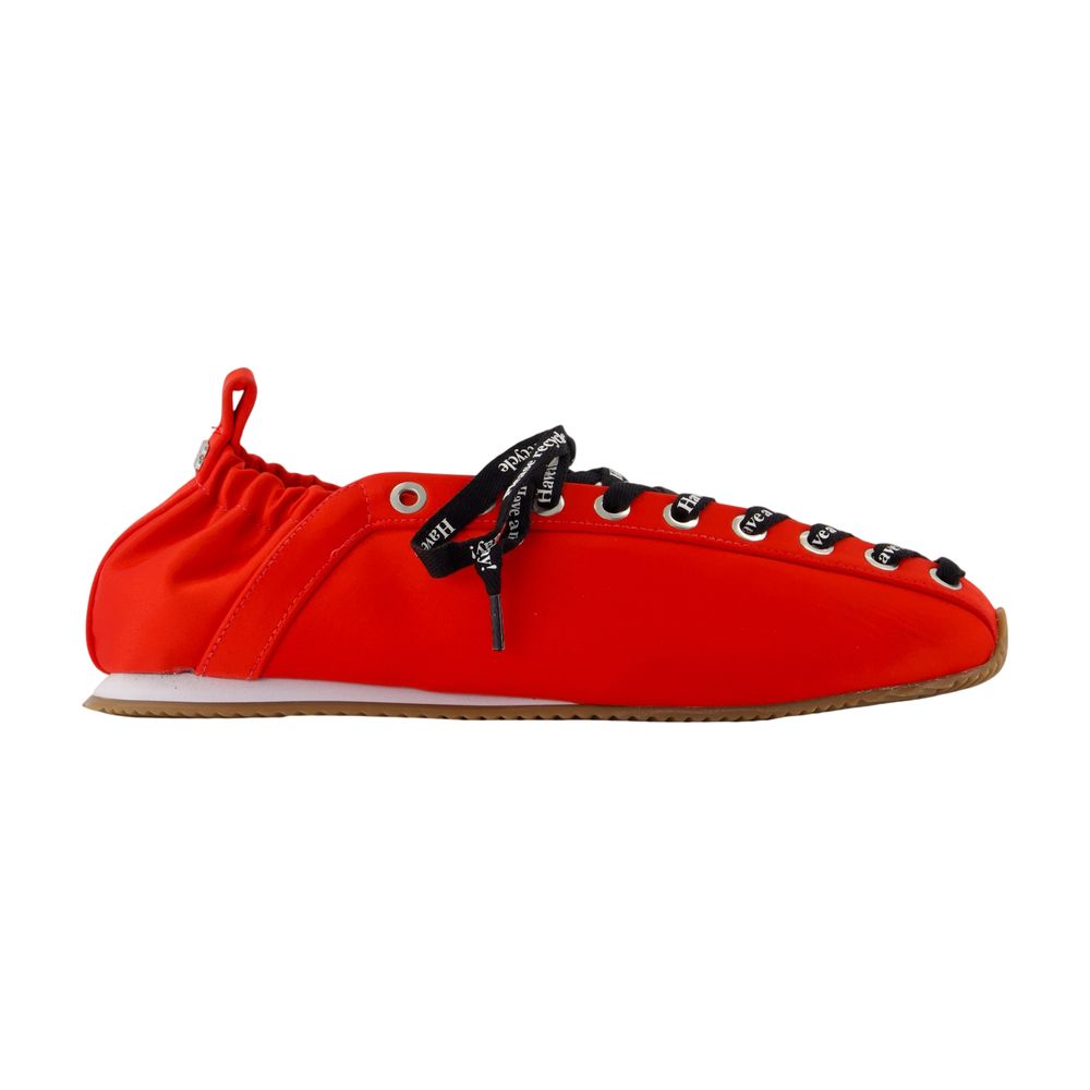 Ganni Lace-Up Sporty Flat — Red