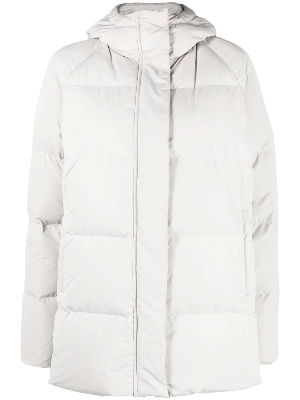 Aspesi Quilted-Finish Hooded Quilted Coat — White