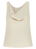 Brunello Cucinelli Draped Viscose-Linen Tank Top — White