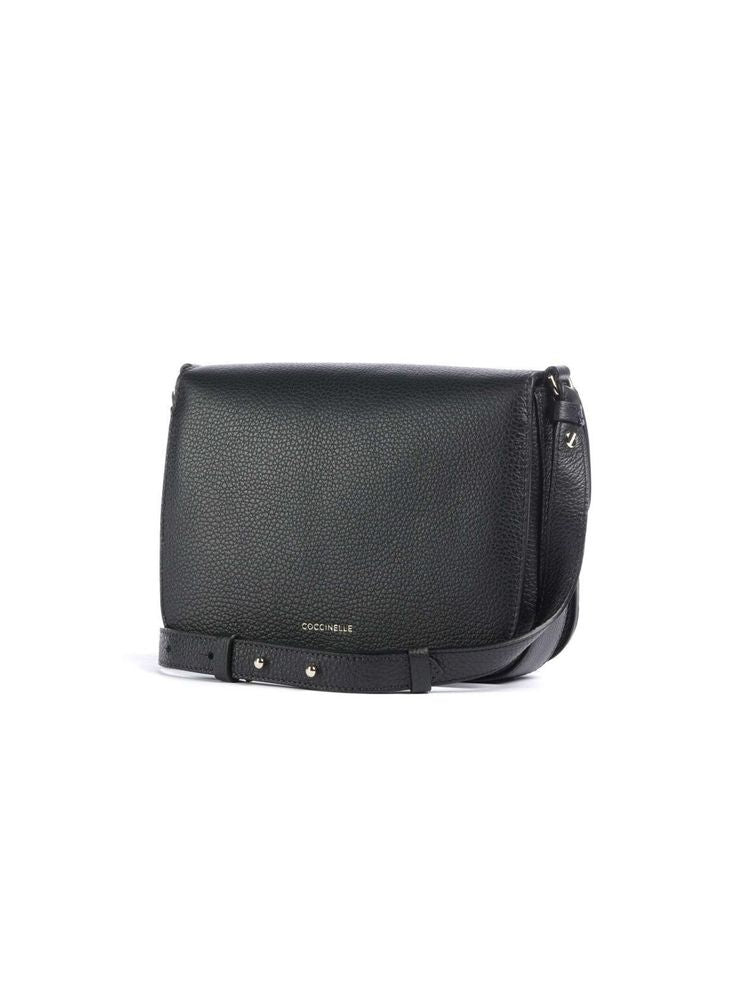 Coccinelle Grained Cowhide Shoulder Bag — Black