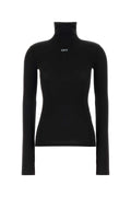 Off-White Logo-Embroidered Jersey Turtleneck Sweater — Black