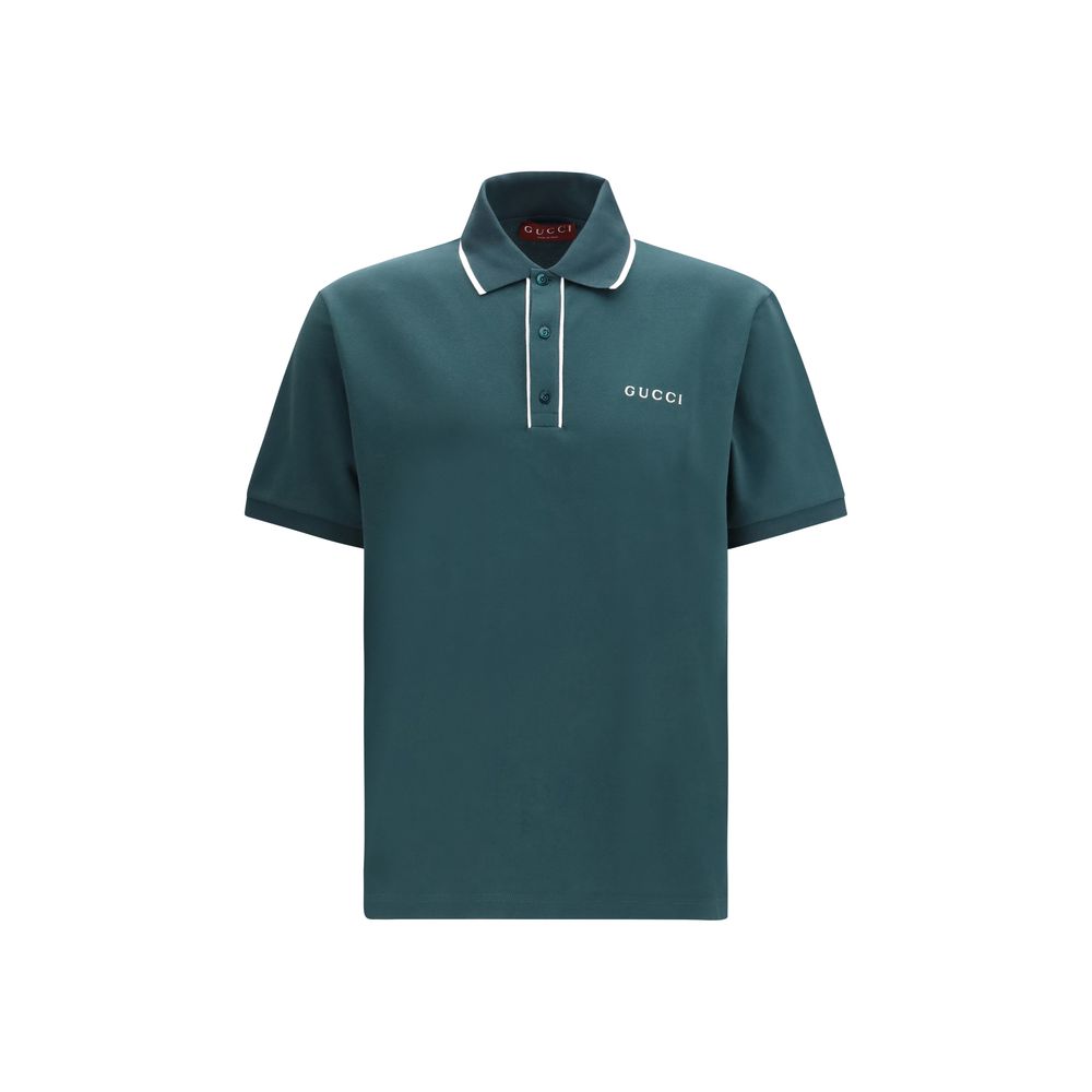 Gucci Bicolor Cotton Polo Shirt — Green