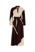Alberta Ferretti Color-Block Viscose Dress — Burgundy