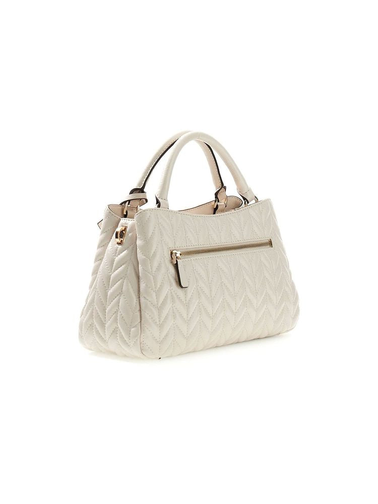 Guess Quilted Polyurethane Top Handle Bag — Beige