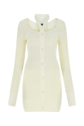 Andrea Adamo Open-Collar Knit Dress — Beige