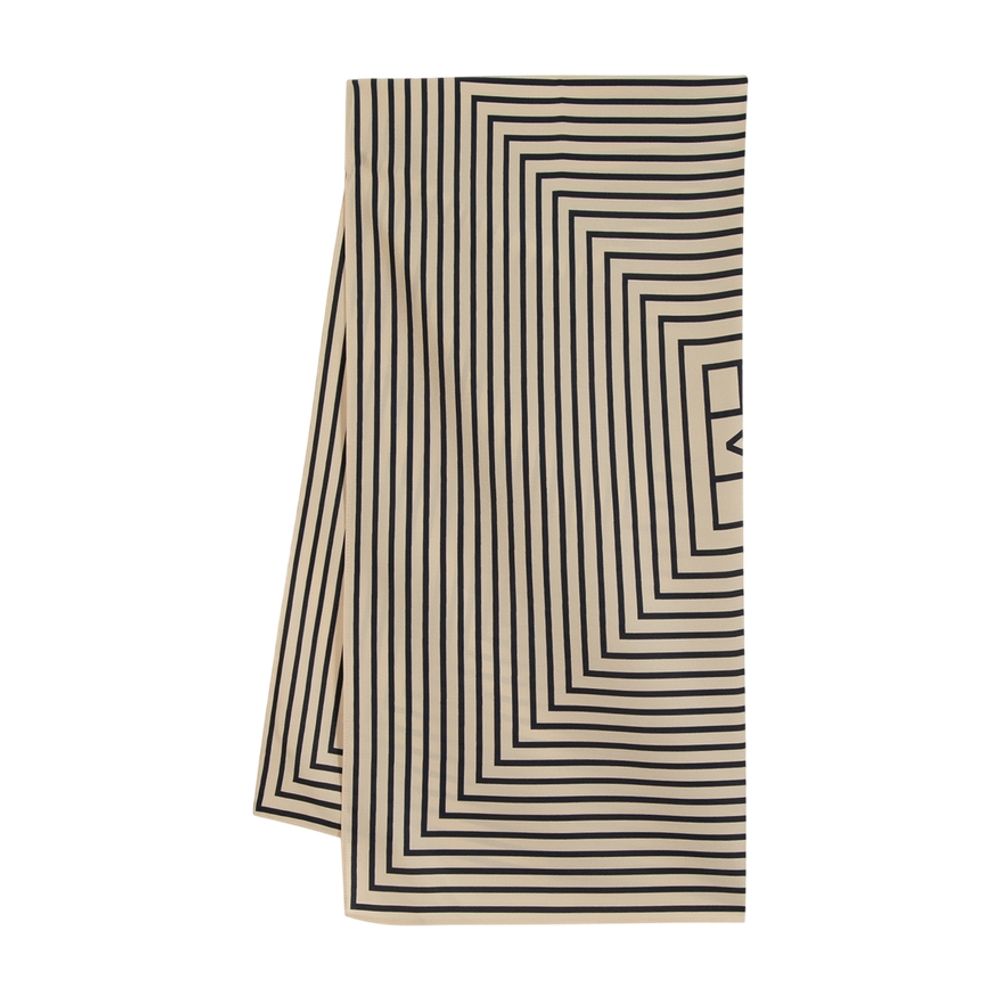 Toteme Signature Monogram Striped Silk Scarf — Beige
