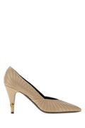 Versace Pleated Nappa Leather Pump — Beige