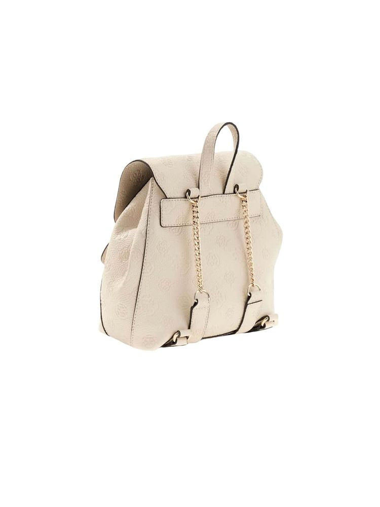 Guess Logo-Embossed Polyurethane Backpack — White