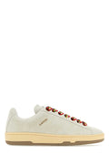Lanvin Suede with Rainbow-Beaded Laces Sneaker — White