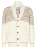 Brunello Cucinelli Jacquard Knit Cotton Cardigan — Beige