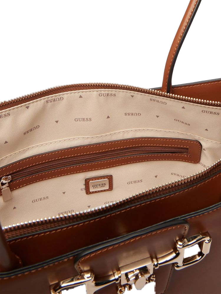 Guess Janie Girlfriend Tote Bag — Cognac