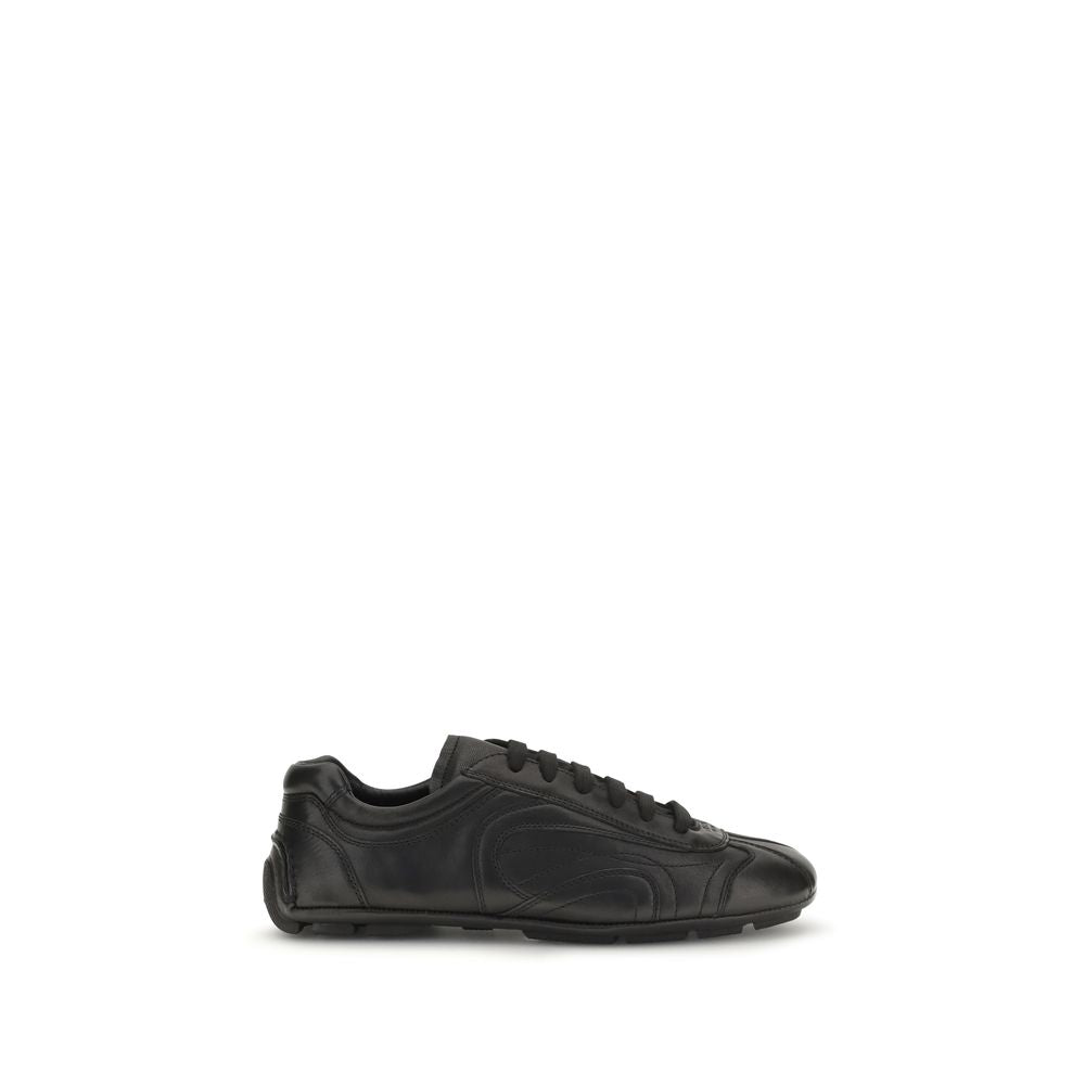 Prada Leather Low-Top Sneaker — Black