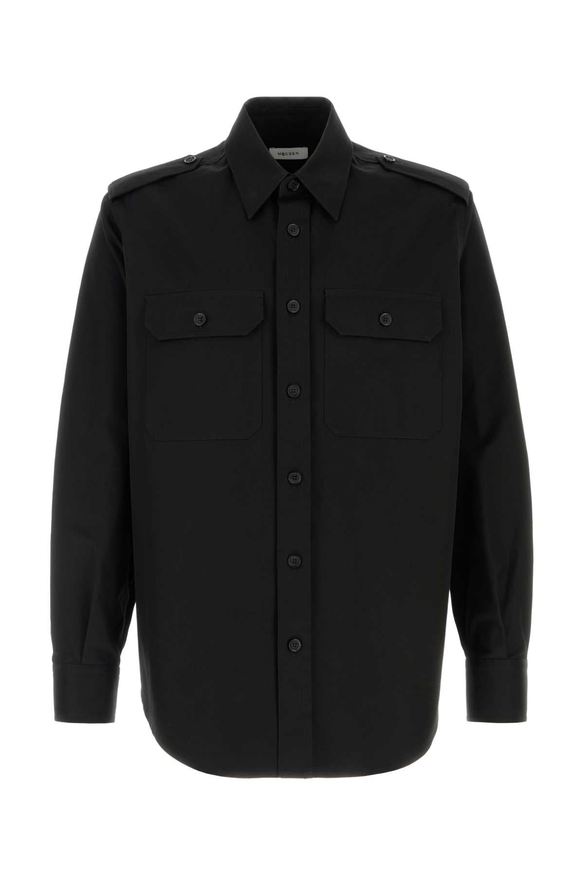 Alexander McQueen Cotton Military Shirt — Black