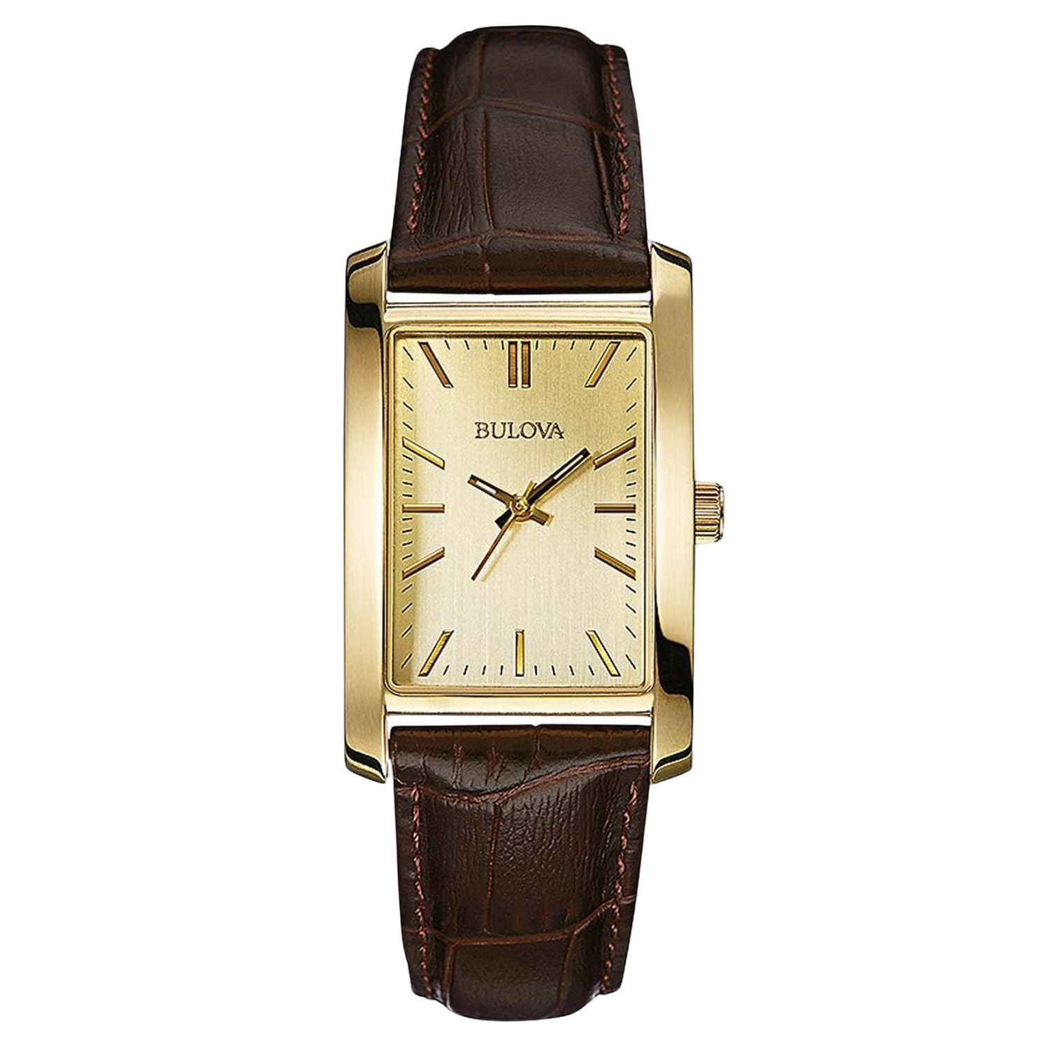 Bulova Gold Rectangular Watch — Gold