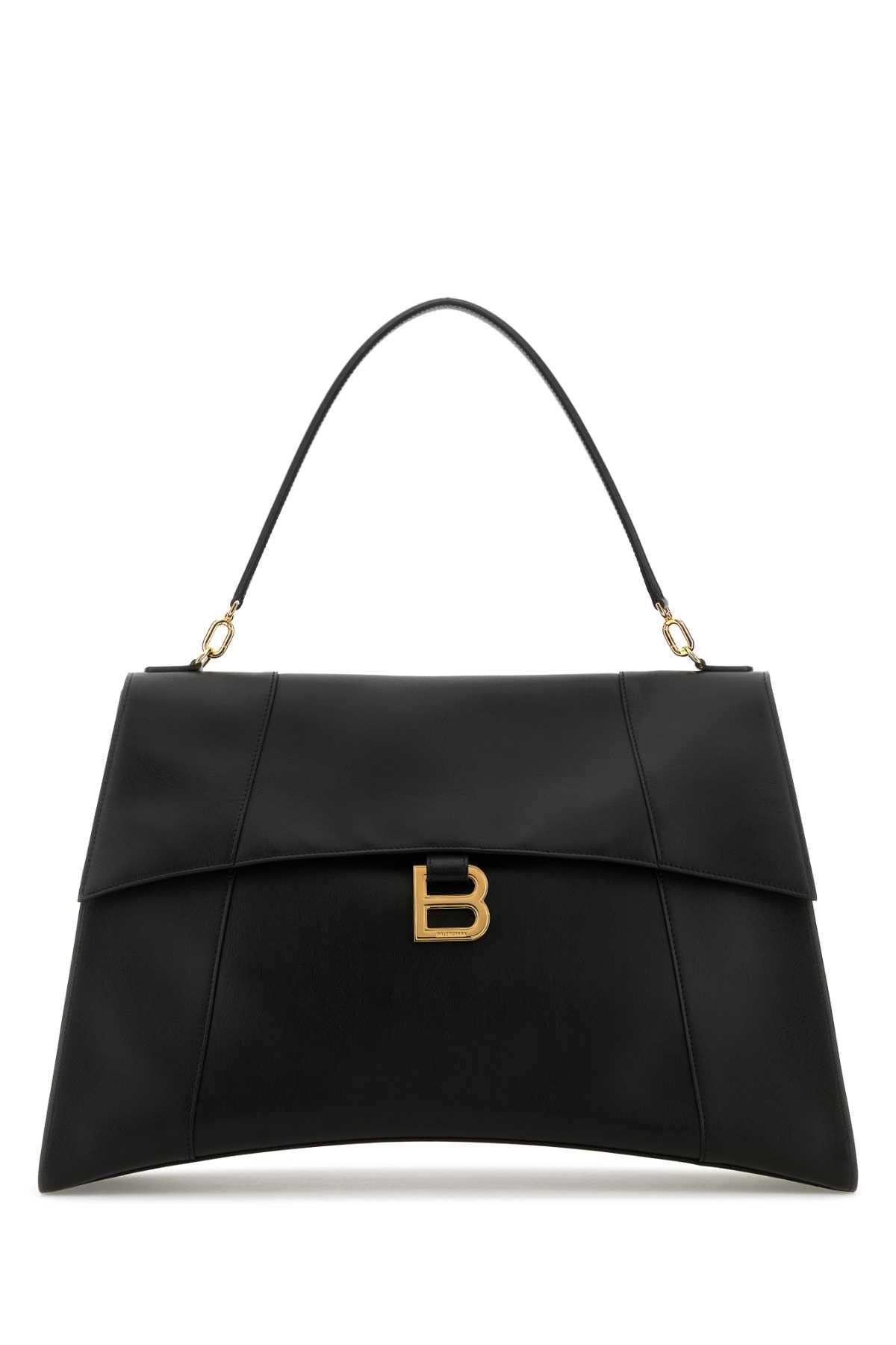 Balenciaga Pleated Leather Shoulder Bag — Black