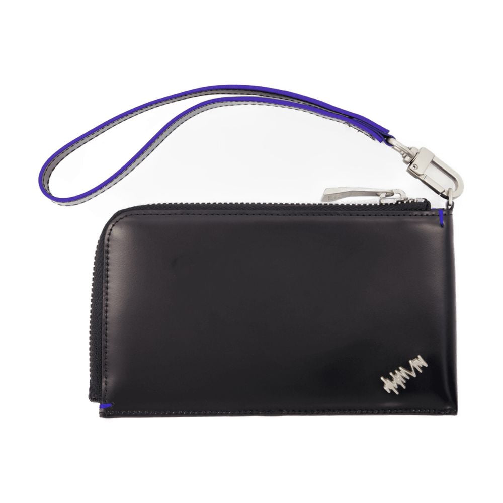 Ader Error Calfskin Leather with Detachable Strap Wallet — Black