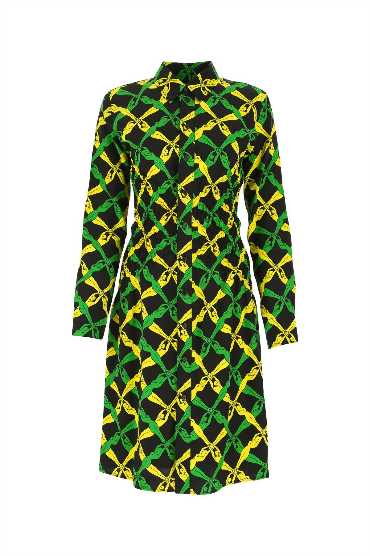 Bottega Veneta Botanical-Print Viscose Dress — Black