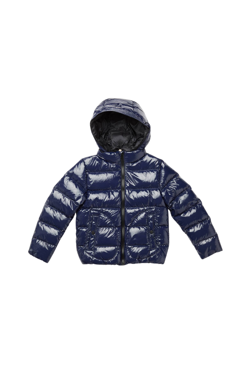 Herno Hooded Shiny Down Down Jacket — Navy