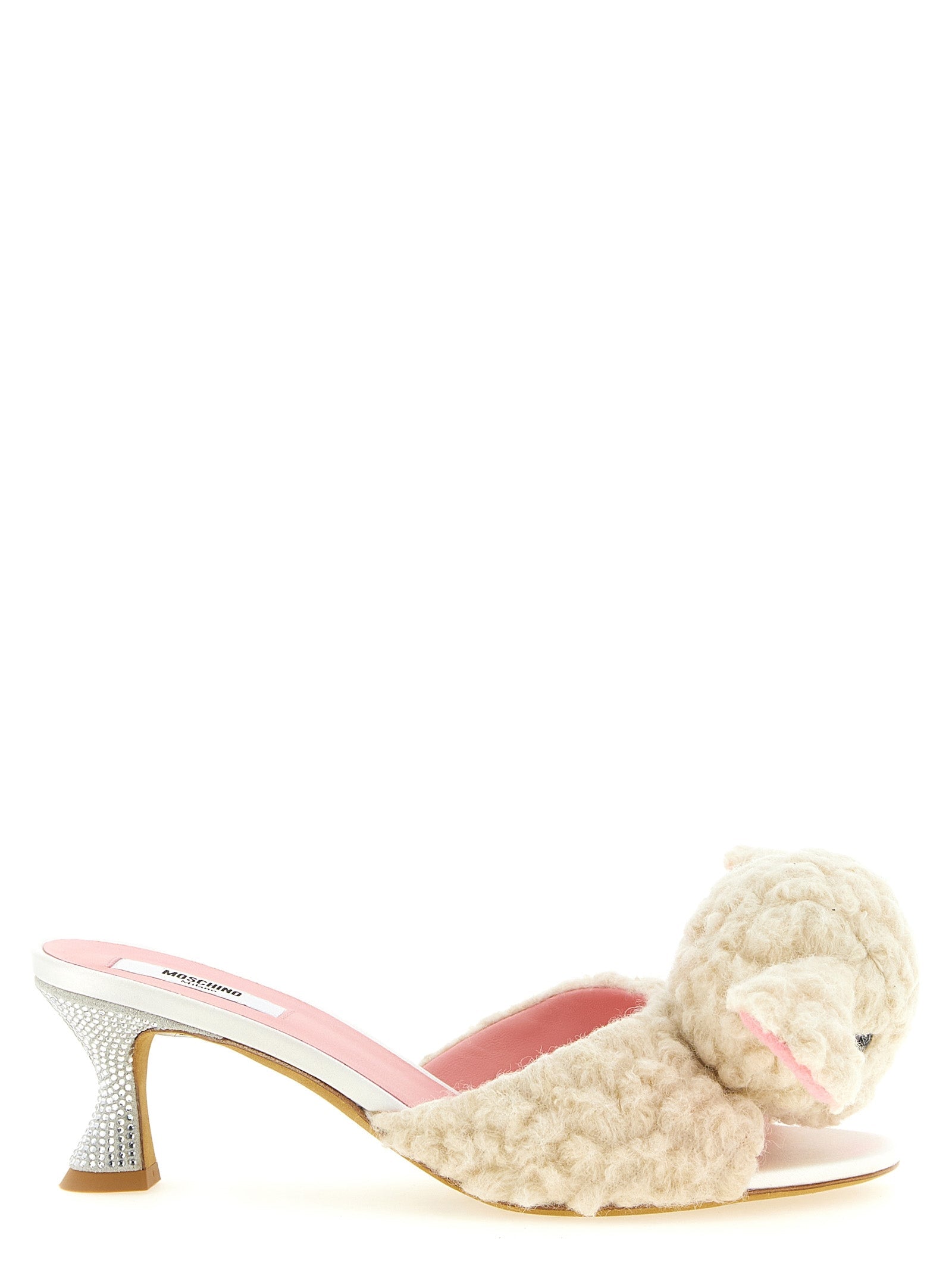 Moschino Wool Blend Sheep Appliqué Mule — White