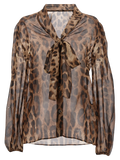 Dolce & Gabbana Leopard-Print Silk Blouse — Brown