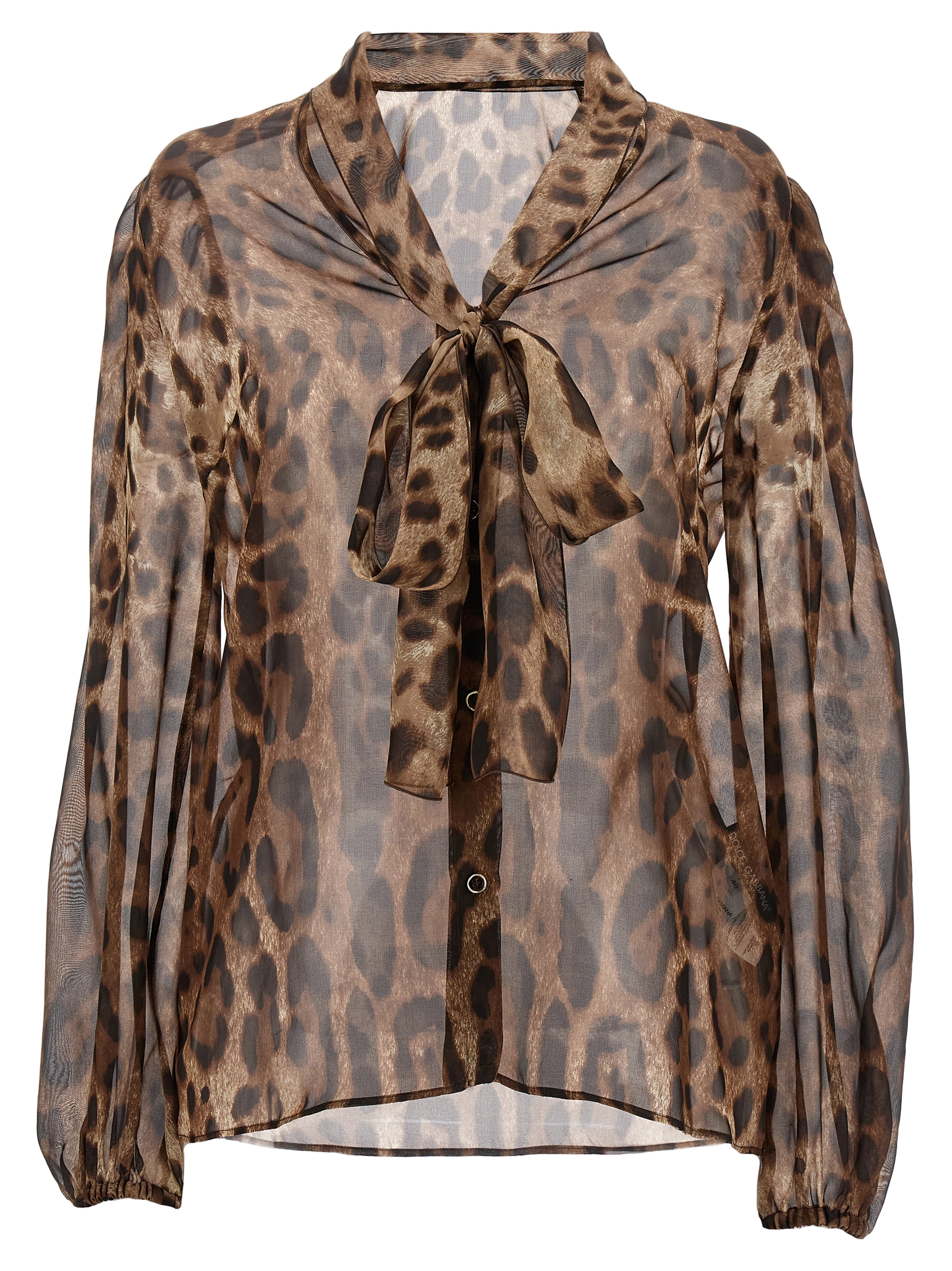 Dolce & Gabbana Leopard-Print Silk Blouse — Brown
