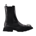 Alexander McQueen Stud-Embellished Leather Boot — Black