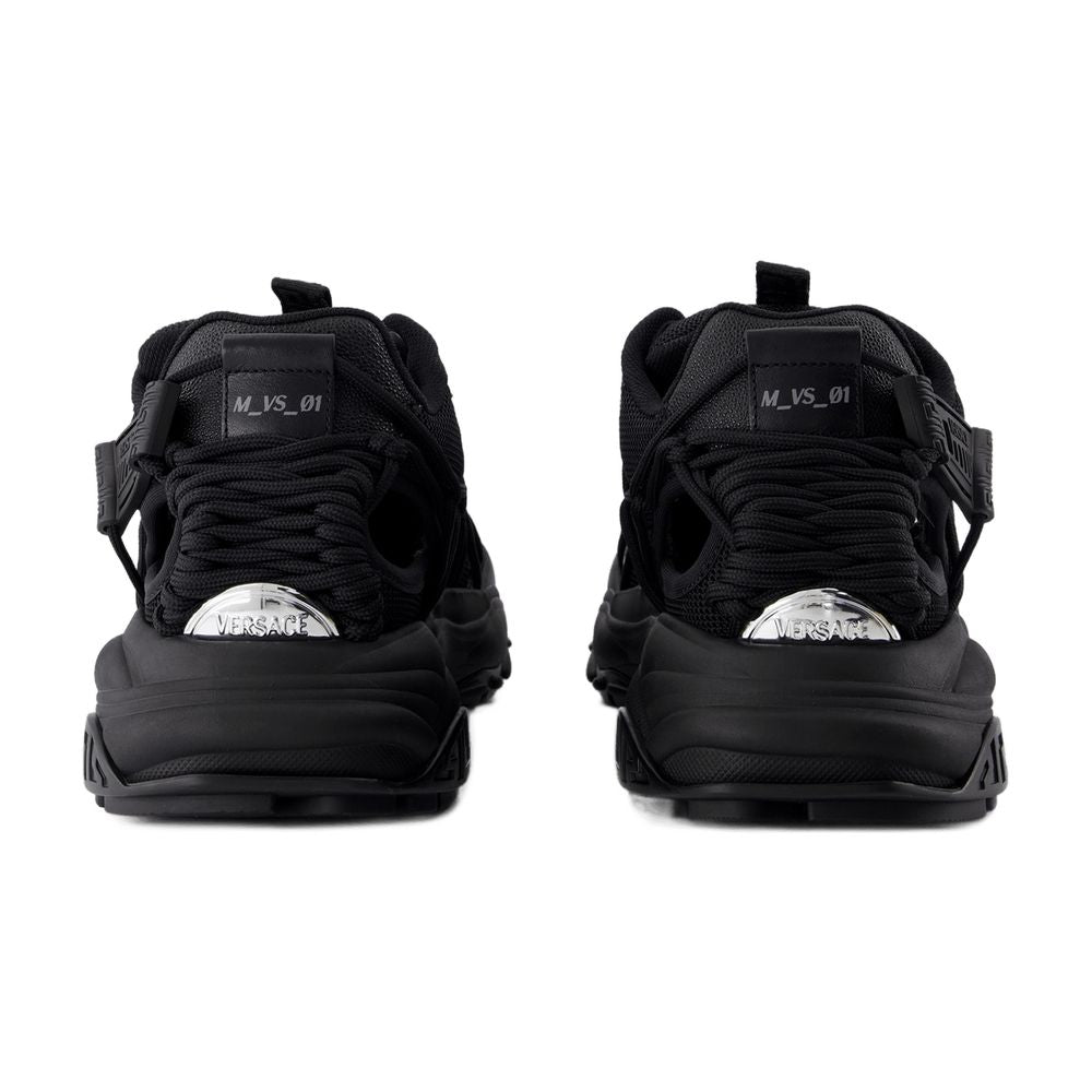Versace Calfskin Leather Sneaker — Black