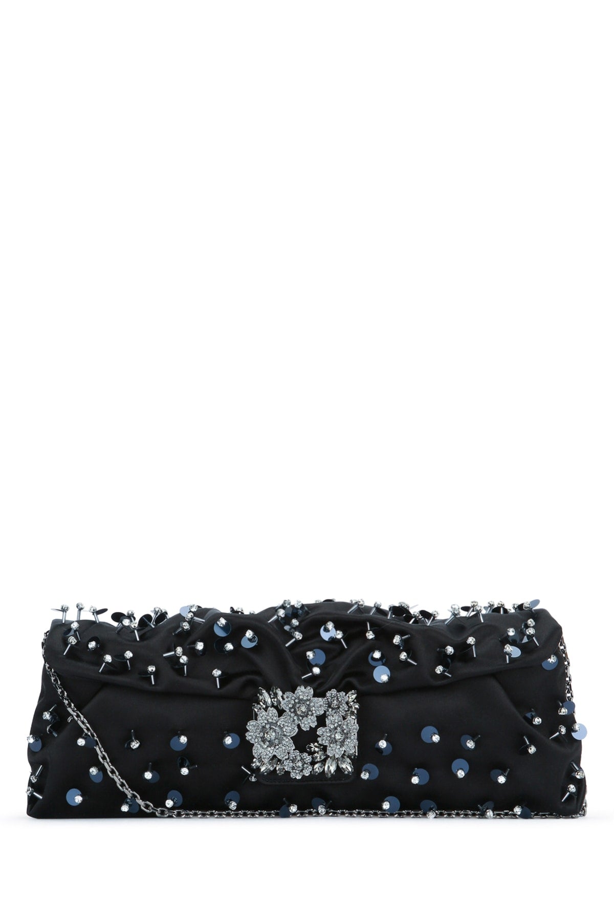Roger Vivier Embellished with Crystals and Studs Clutch — Black