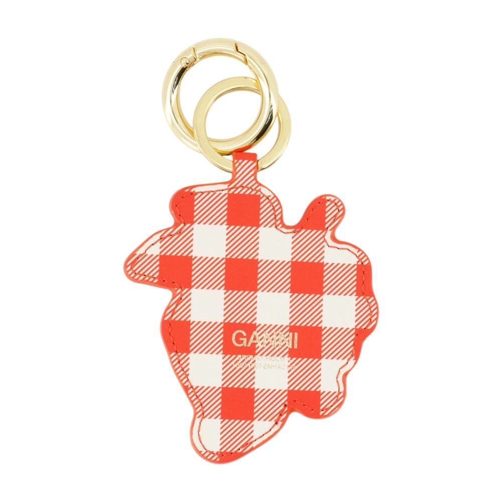 Ganni Gingham Calfskin Key Charm — Red
