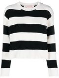 Valentino Striped Virgin Wool Sweater — Black