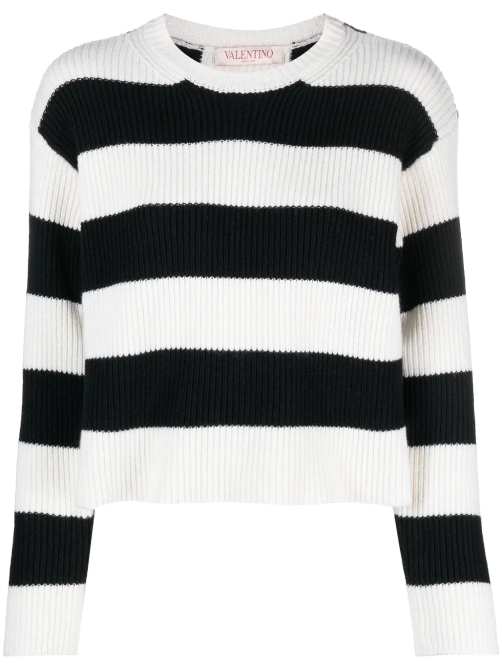 Valentino Striped Virgin Wool Sweater — Black
