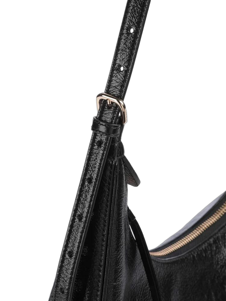 Pinko Shiny Lamb Leather Shoulder Bag — Black