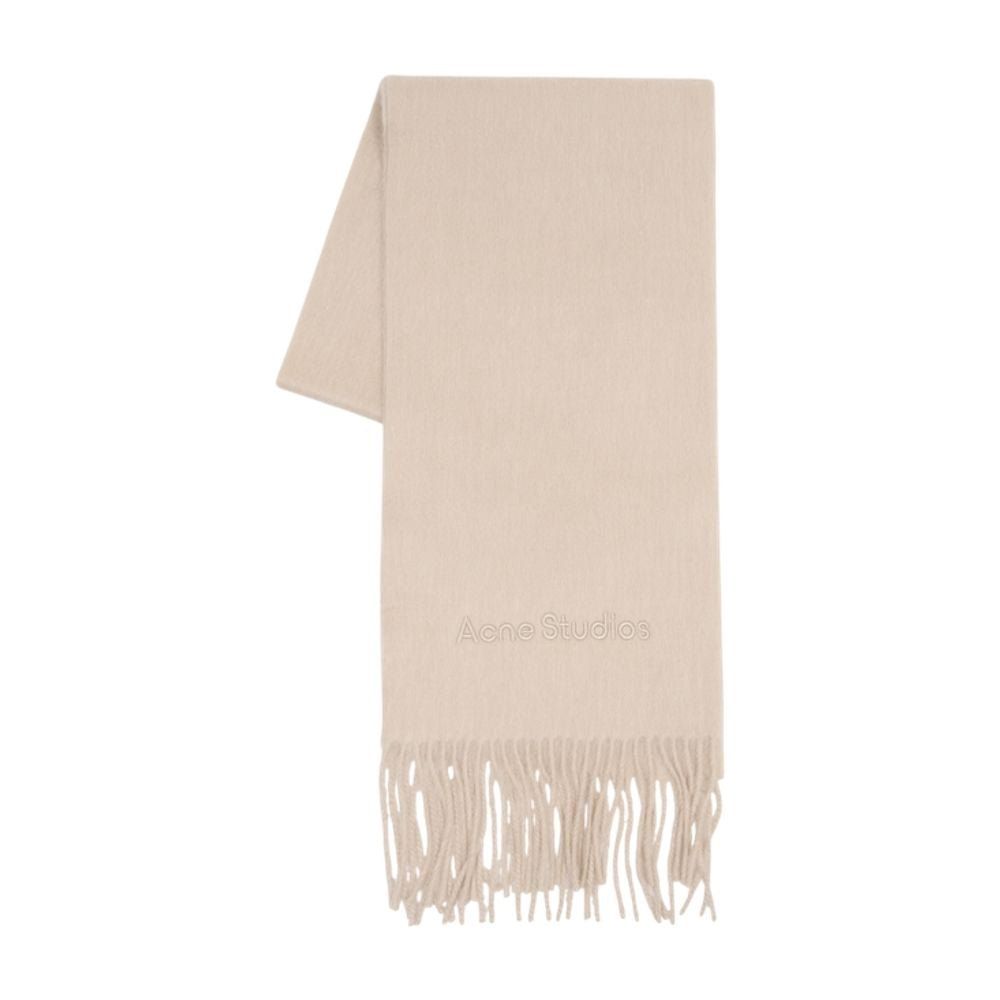 Acne Studios Logo-Embroidered Wool Scarf — Beige