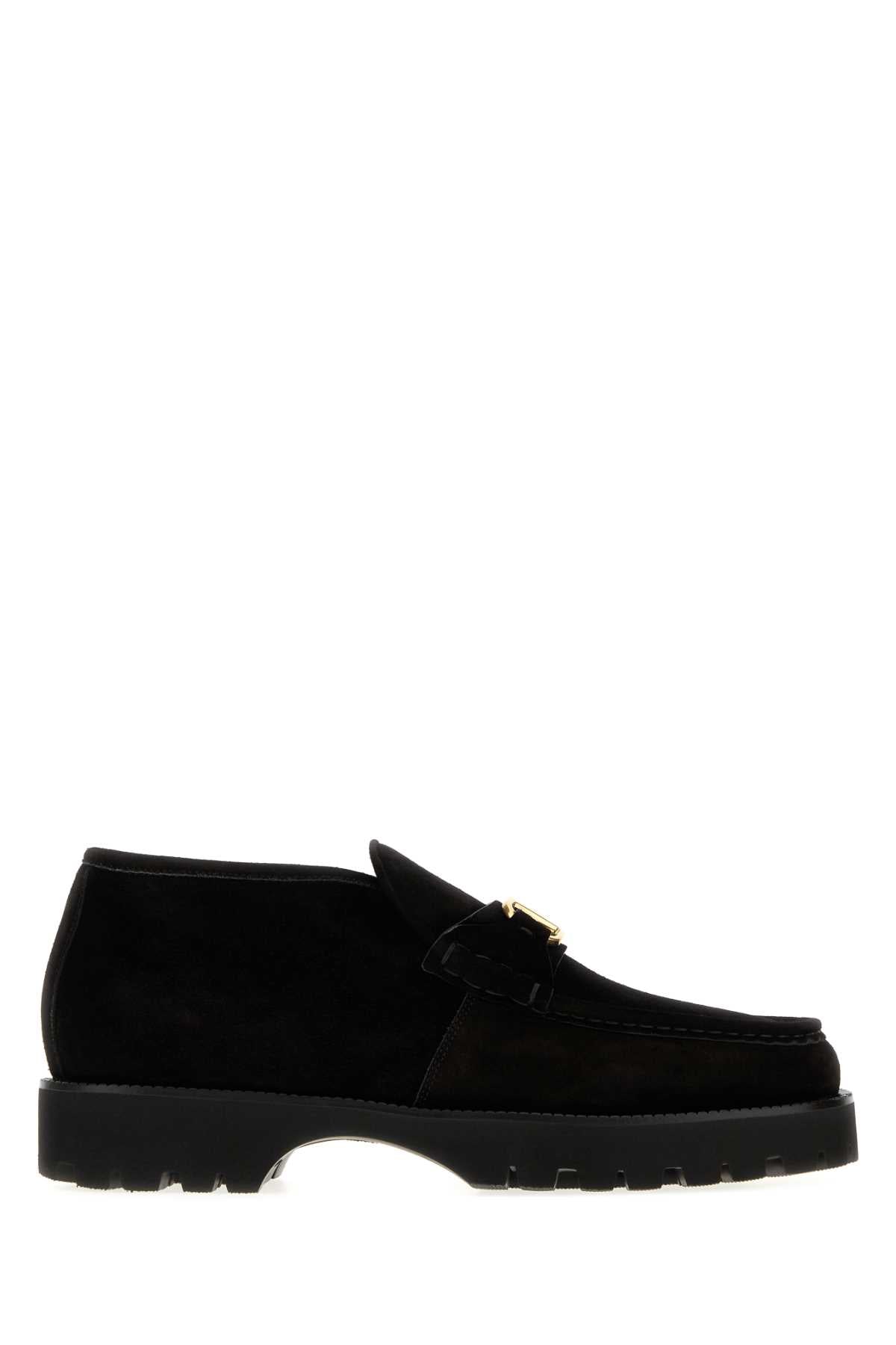 Valentino Garavani VLogo Suede Loafer — Black