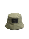 Fendi FXQ801AIKHF0QG2 Logo-Patch Cotton Bucket Hat — Green