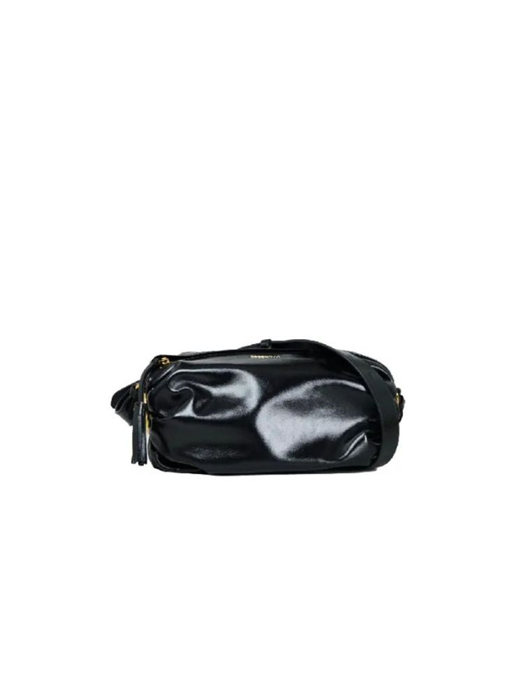 Coccinelle Shiny Smooth Leather Shoulder Bag — Black
