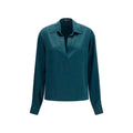 Tom Ford Deep V-Neck Silk Shirt — Blue