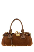 Chloé Suede with Antiqued Gold Hardware Top Handle Bag — Brown