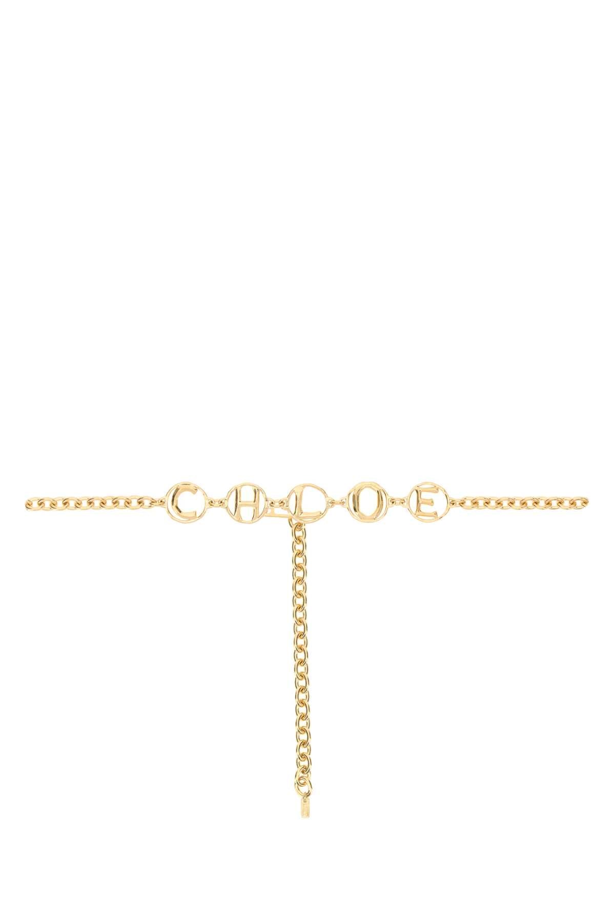 Chloé Gold Metal Chain Script Belt — Gold
