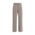 Burberry Checked Wool-Linen Blend Trousers — Beige