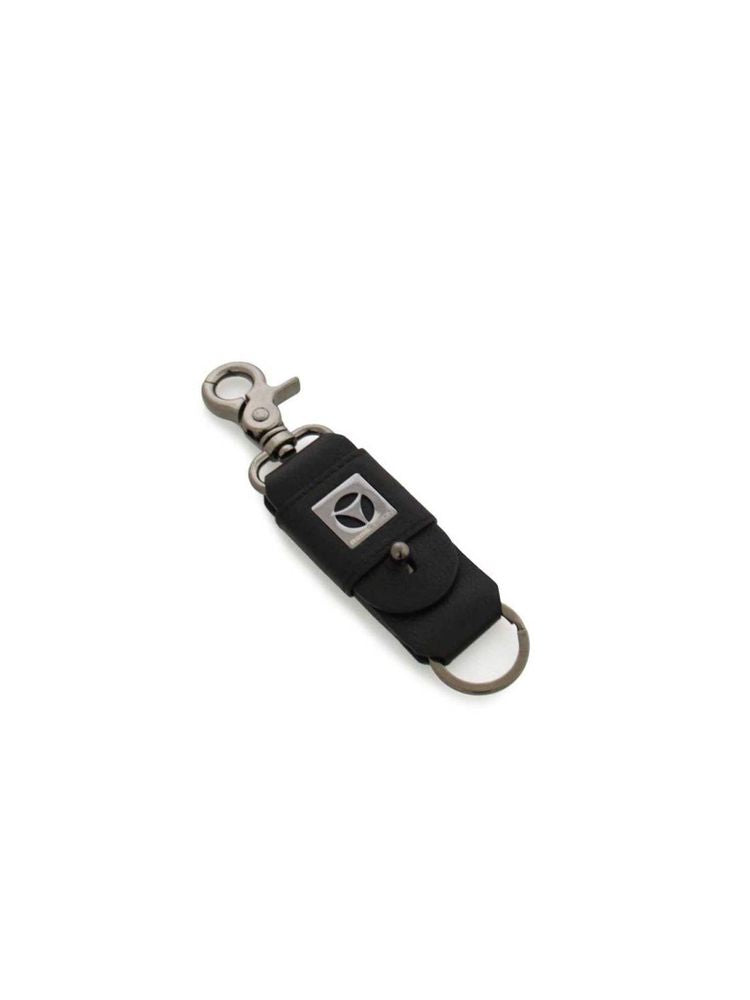 Momo Design Leather with Logo Plaque Key Case — Black