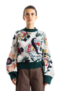 Sacai Floral Jacquard Knit Sweater — Beige
