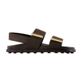 Tod's Calfskin Leather with Gold-Tone Detailing Sandals — Brown