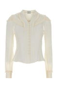 Alexander McQueen Ruffled Peter Pan Collar Silk Shirt — White