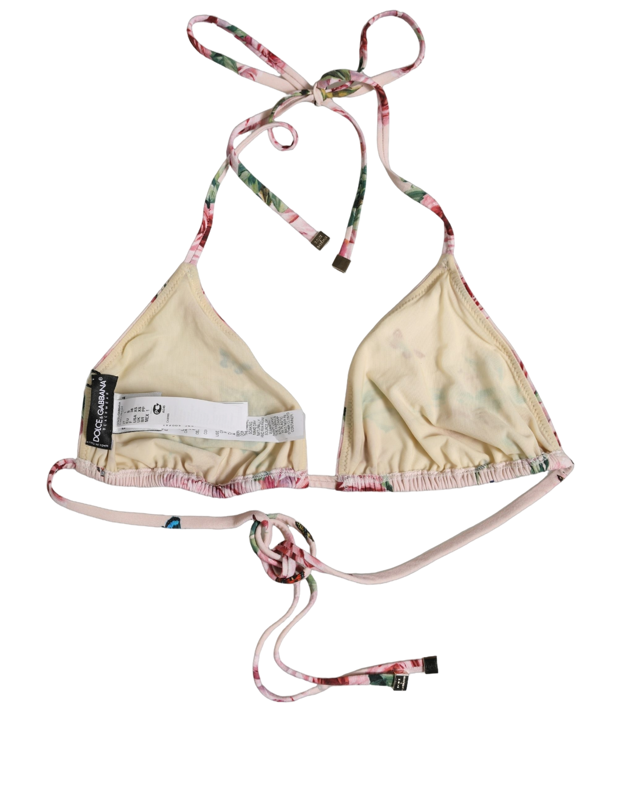 Dolce & Gabbana Floral Halter Bikini Top — Pink