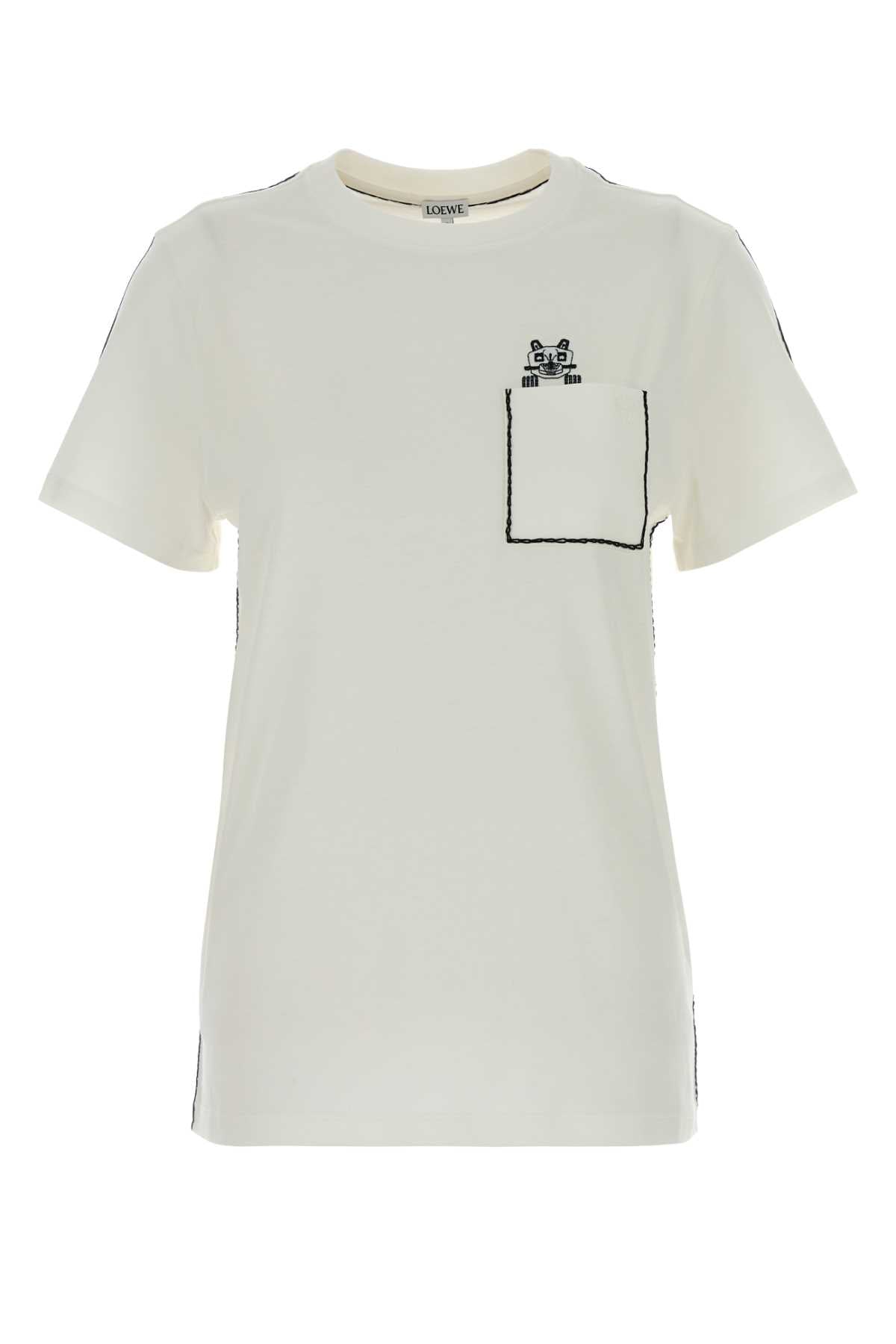 Loewe Logo-Embroidered Cotton T-Shirt — White