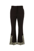 Burberry Lace-Trim Flare Trousers — Brown